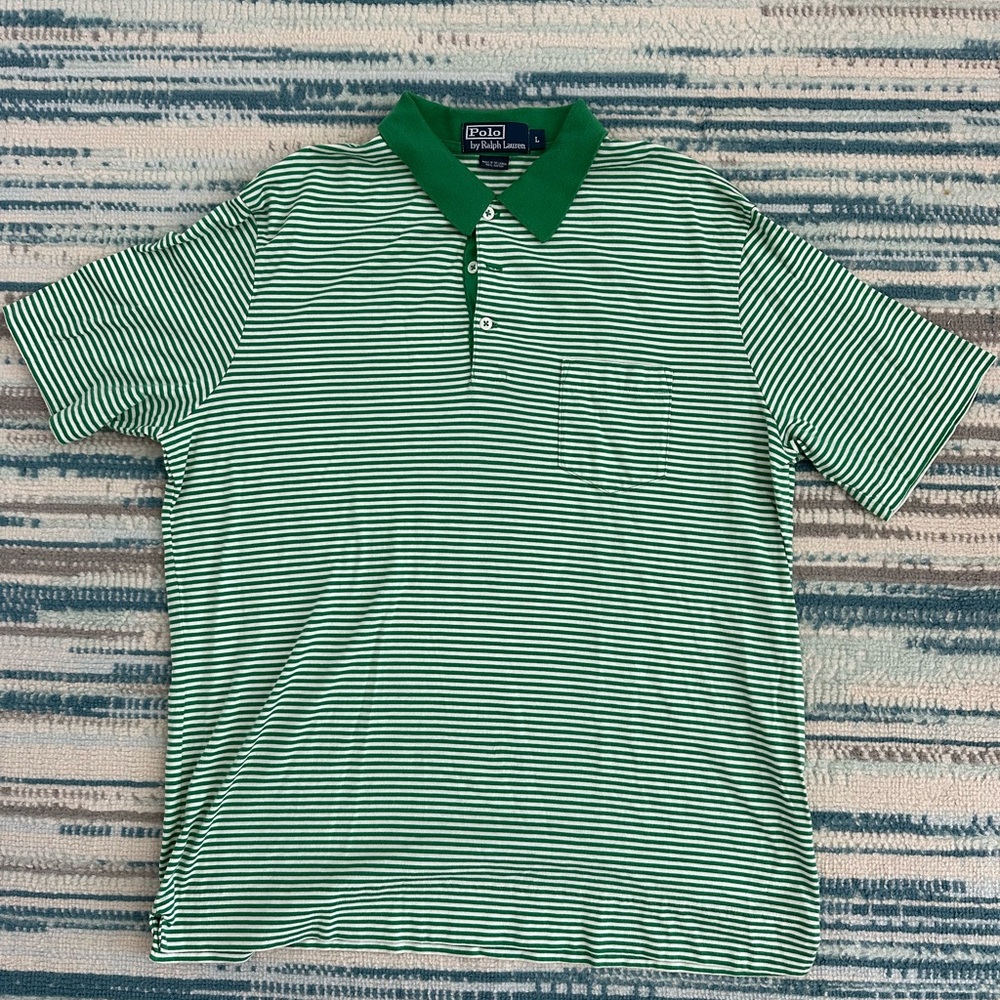 Polo by Ralph Lauren Green and White Striped Shirt